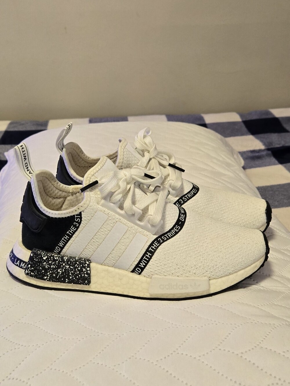 Adidas Kids White and Black NMD R1 Sneakers. Size 6 Big Kids, But Fits 7.5 Women